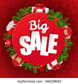 Big Xmas Sale Poster With Gradient Mesh, Vector Illustration