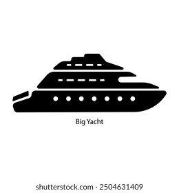 Big yacht icon designed in glyph style 