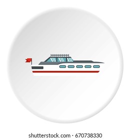 Big yacht icon in flat circle isolated vector illustration for web