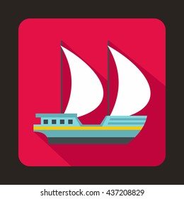 Big yacht icon, flat style