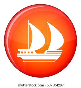 Big yacht icon in red circle isolated on white background vector illustration