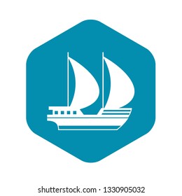 Big yacht icon in simple style isolated on white background. Sea transport symbol