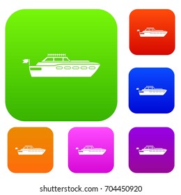 Big yacht set icon in different colors isolated vector illustration. Premium collection
