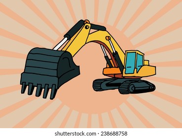 Big yellow industrial coloader for construction company logo