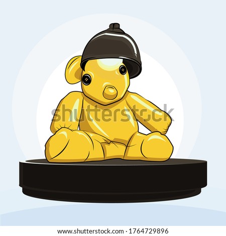 The big yellow lamp teddy bear in the middle of the terminal at the Hamad International Airport