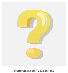 Big yellow large question mark, shiny and cool. Simple and fancy question symbol. This symbol used to end a question, also known as an interrogative sentence