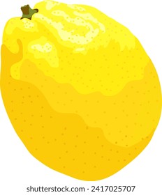 Big yellow lemon. Isolated on white background. Vector illustration. For print.