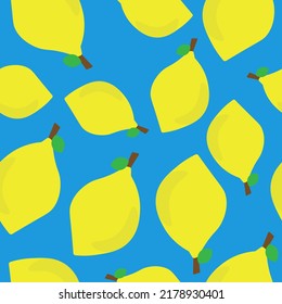 Grandes limones amarillos en un fondo azul