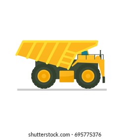 Big Yellow Mining Truck. Vector Illustration Isolated On White Background