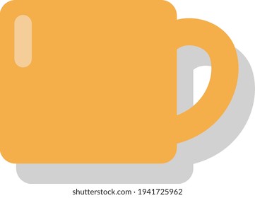 Big yellow mug, illustration, vector on a white background
