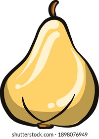 Big yellow pear, illustration, vector on a white background.