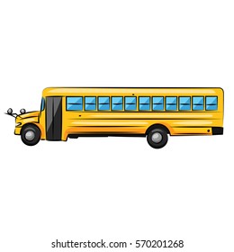big yellow school bus isolated at the white background