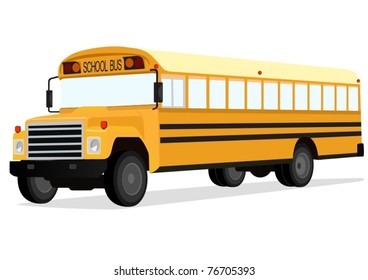 Big Yellow School Bus On White Stock Vector (Royalty Free) 76705393 ...