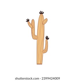 Big yellow simple desert cactus flower flat style, vector illustration isolated on white background. Decorative design element, nature and plants, desert flower