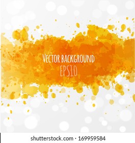 Big yellow splash on white background. Vector illustration. Grunge background with place for your text. 