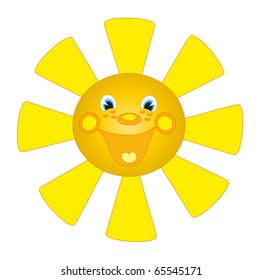 big yellow sun. Human face.
