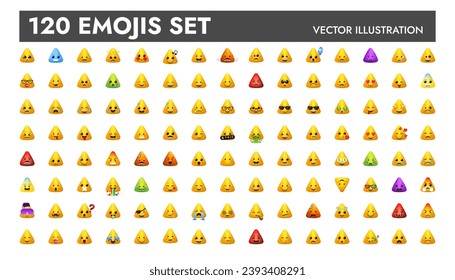 Big yellow triangle emoji set vector illustration design.