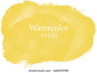 Big yellow watercolor cloud splash. Ethereal vector backdrop for web site, template design or backdrop isolated on background. Digital abstract vector illustration artwork with copy space.  