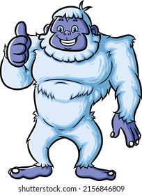 The big yeti is giving a thumb up and smiling of illustration