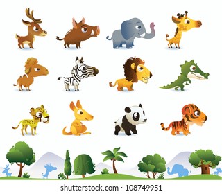 Big zoo animals set