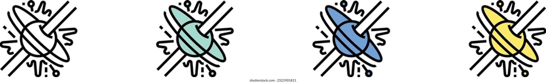 bigbang icon. Outline, Green, Blue and Yellow Style Design Isolated On White Background