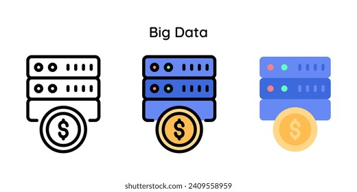 Bigdata Icon, Server, Fintech Vector