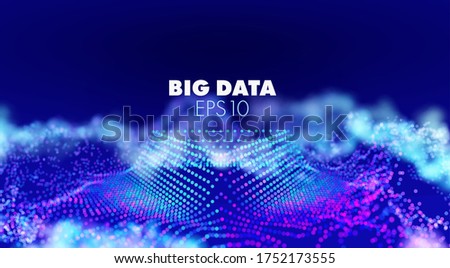 bigdata illustration on abstract background. Blue particles stream. Connection bigdata structure. Online computing technology. Modern design. Big data.