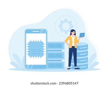bigdata management hosting website trending concept flat illustration