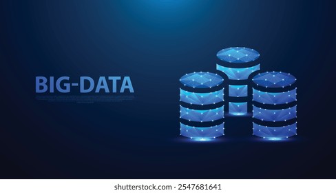 BIG-DATA neural effect in dark blue background for AI, Computer and All others Technological Purposes. 