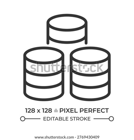 Bigdata storage line icon. Digital infrastructure, cloud computing. Database organization. Modern technology. Isolated vector illustration. Outline symbol. Simple linear drawing. Editable stroke