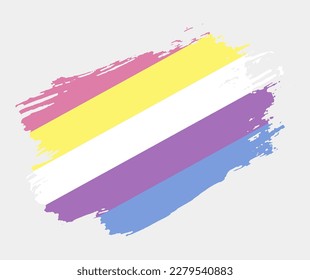 Bigender Alternative Flag painted with brush on white background. LGBT rights concept. Modern pride parades poster. Vector illustration