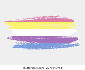 Bigender Alternative Flag painted with brush on white background. LGBT rights concept. Modern pride parades poster. Vector illustration