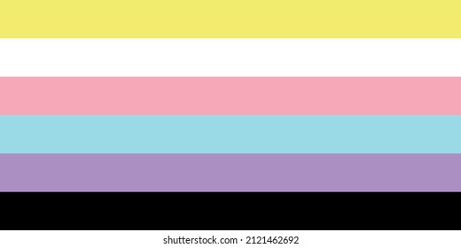 Bigender flag design with six horizontal stripes.