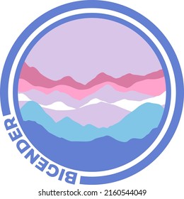 Bigender flag with mountain pattern. Hills with pride colors