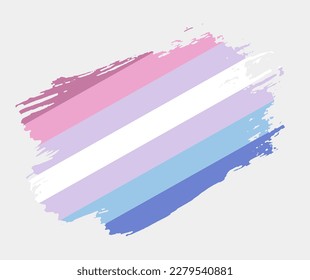Bandera de bigénero pintada con pincel sobre fondo blanco. Concepto de derechos LGBT. Afiche de los modernos desfiles del orgullo. Ilustración del vector