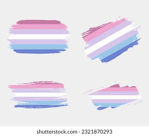 Bigender Flag painted with brush on white background. LGBT rights concept. Modern pride parades poster. Vector illustration	
