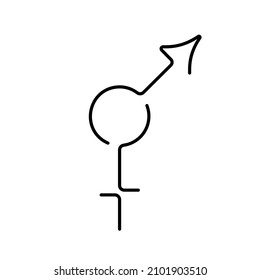 Bigender line icon. Hand drawn simple vector. Isolated black element on white background. Best for tattoo, polygraphy, mobile apps and web design.