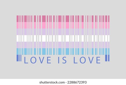 El código de barras del orgullo bisexual ilustra obras de arte creativas y coloridas. El amor es amor