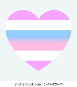 Bigender pride flag, in heart shape icon on white background, vector illustration