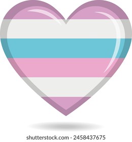 Bigender pride flag in heart shape vector illustration