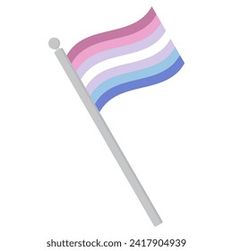 Bigender Pride Flag in shape. Presence of who identify as both male and female