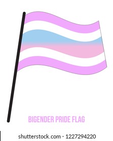 Bigender Pride Flag Waving Vector Illustration Designed with Correct Color Scheme. Symbol of Bigender Community.