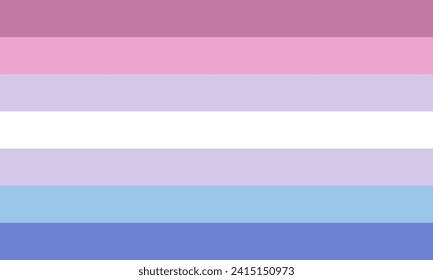 Bigender Pride Flags, LGBT flag sexual identity seven stripes white, purple, pink and blue, bi-gender or dual gender, Gender identity two genders or double gender,