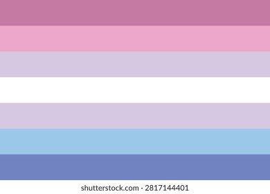 Bigender Pride Flags, LGBT flag sexual identity seven stripes white, purple, pink and blue, bi-gender or dual gender, Gender identity two genders or double gender.