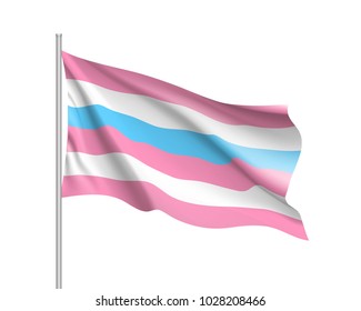 Bigender pride realistic waving flag. Symbol of bigender sexual orientation. Vector illustration of a colorful element