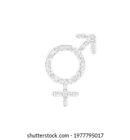 The bigender symbol filled with black dots. Pointillism style. Vector illustration on white background