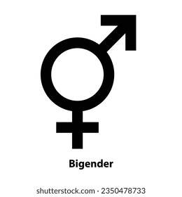 Icono de símbolo de bigénero. Icono de género. signo vectorial aislado en una ilustración de fondo blanco para diseño gráfico y web.