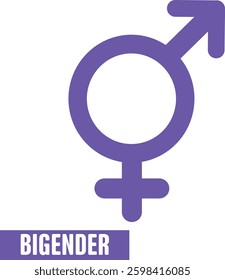 Bigender symbol representing individuals identifying with both masculine and feminine gender identities. LGBTQ+ inclusivity emblem for gender fluidity and self-expression
