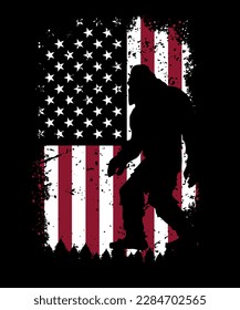 Bigfoot 4th of July American USA flag patriotic shirt print template, USA, USA Independence Day shirt design svg