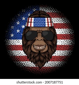 Bigfoot america bandana vector illustration for your company or brand